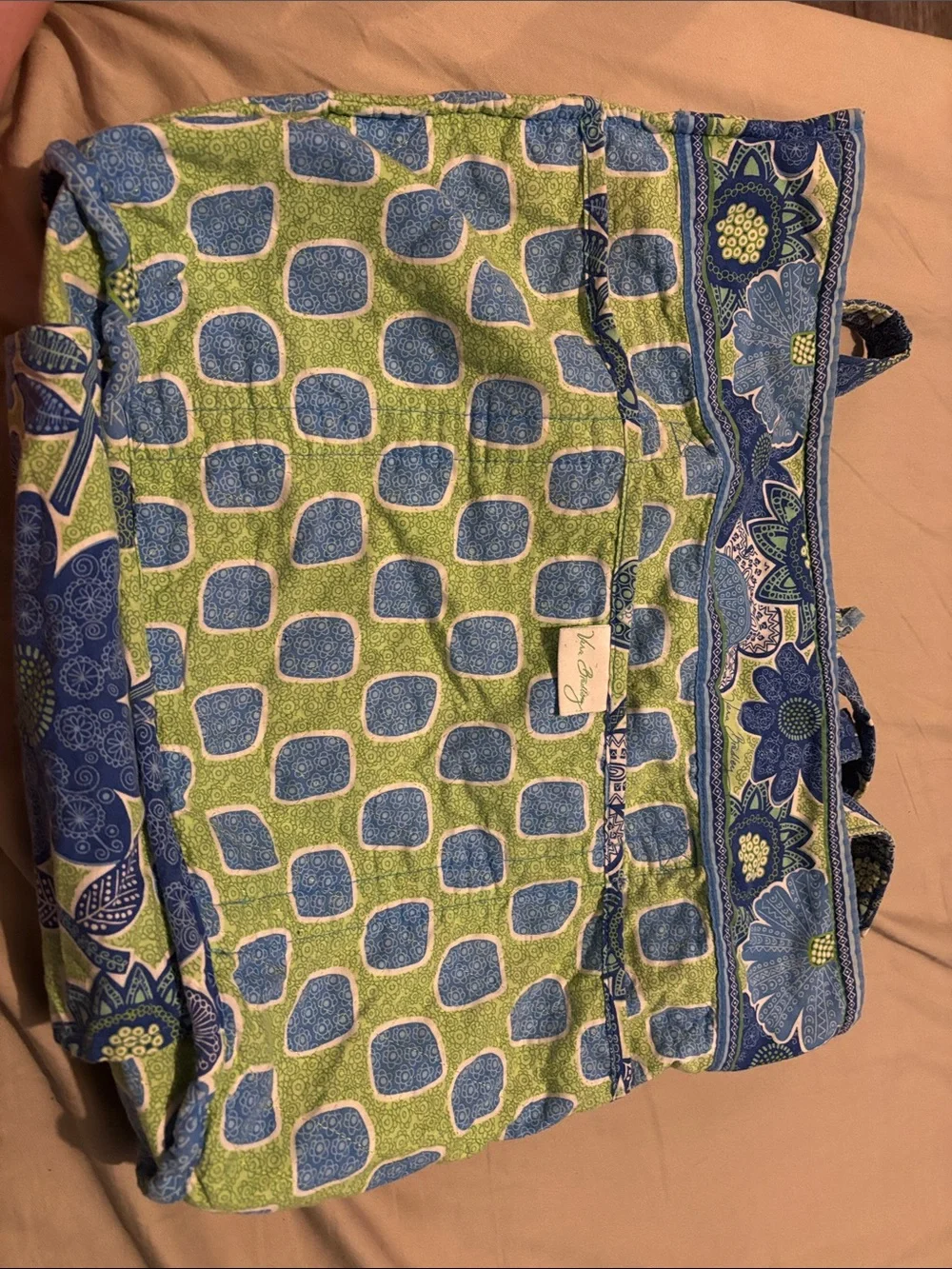 Floral Blue & Green Pattern Tote Bag